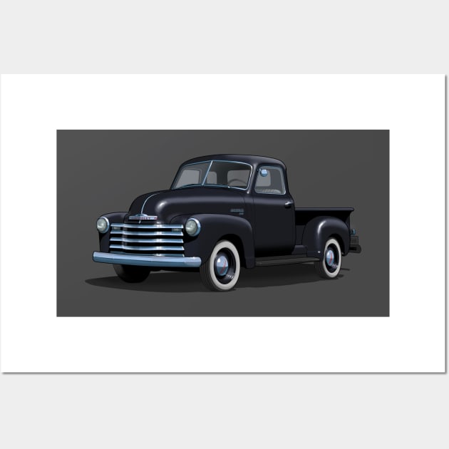 1949 Chevy Pickup Truck in black Wall Art by candcretro